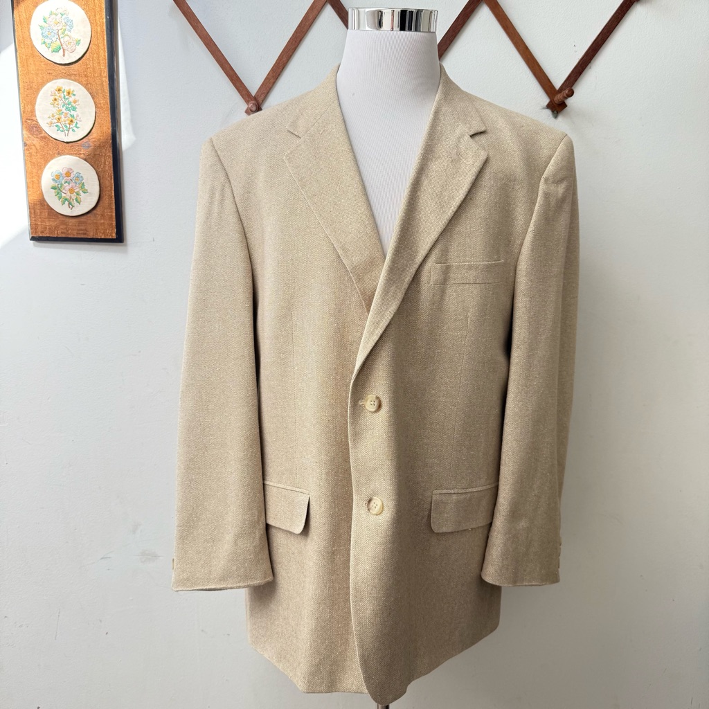Versini Cream Silk Textured Sport Coat Blazer